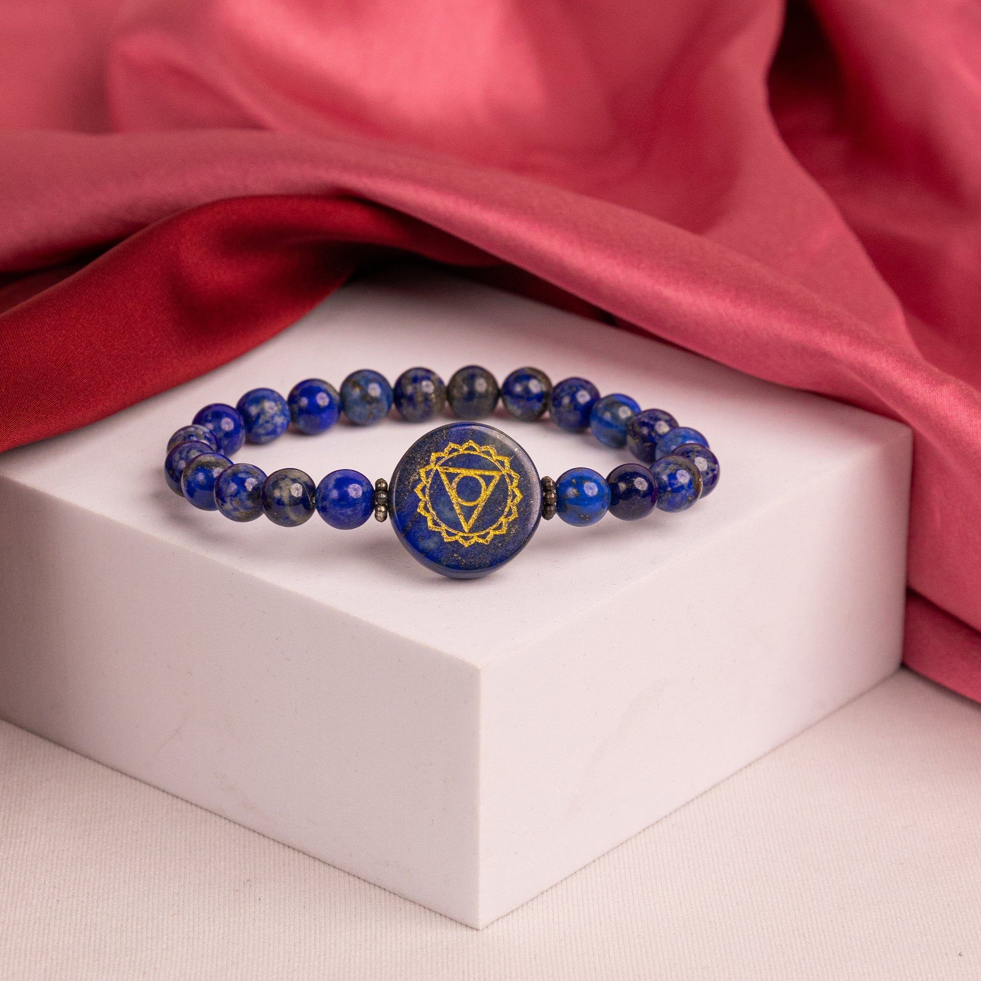 Lapis Lazuli with Third Eye Chakra Bracelet - Abhimantrit & Certified